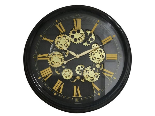 Horloge mécanisme noir et doré 80 cm