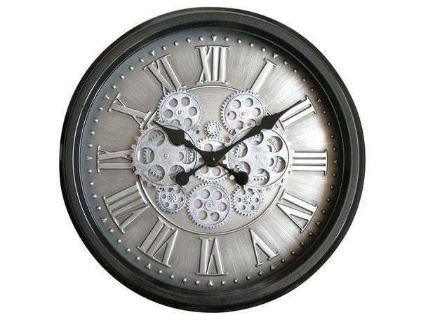 Horloge métal mécanisme acier mat 52.5 cm