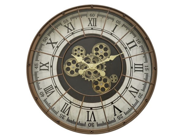 Horloge métal mécanisme bronze 48 cm
