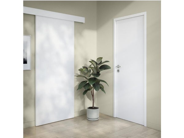 Porte coulissante MDF Cali blanche, H.204 x l.83 cm