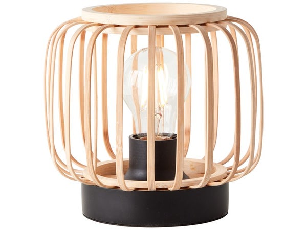 Lampe E27 metal noir bambou PECAN INSPIRE
