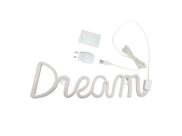 Lampe Néon dream, usb + batterie, pvc, blanc,  H.13.5 cm INSPIRE LED