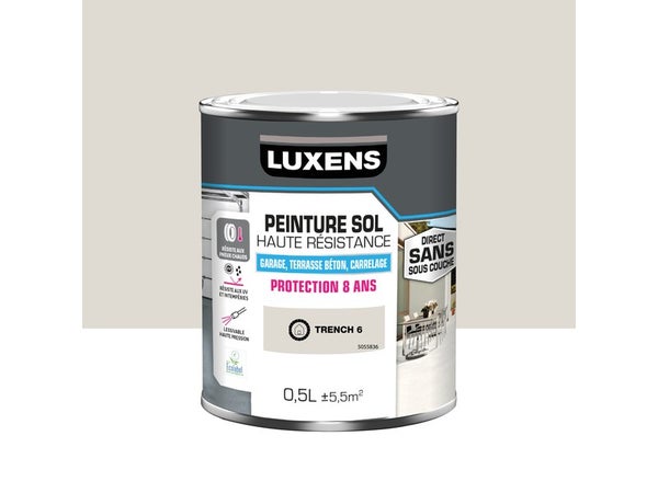 Peinture pour sol garage béton et carrelage haute resistance, LUXENS, 0.5 L trench 6 satiné