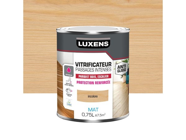 Vitrificateur pour parquet passages intenses, LUXENS, 0.75 L incolore mat