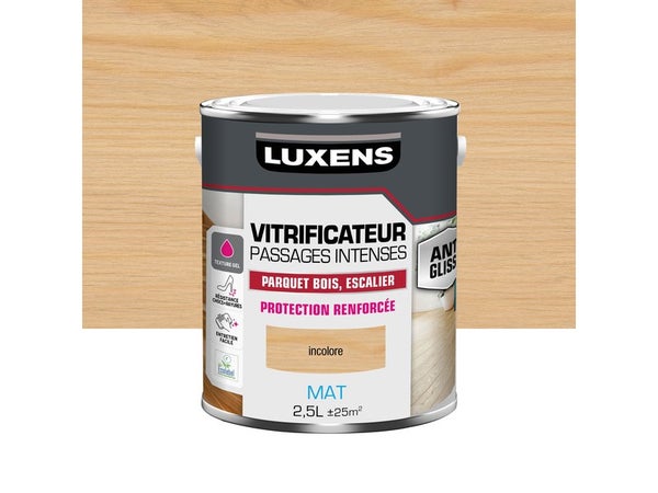 Vitrificateur pour parquet passages intenses, LUXENS, 2.5 L incolore mat