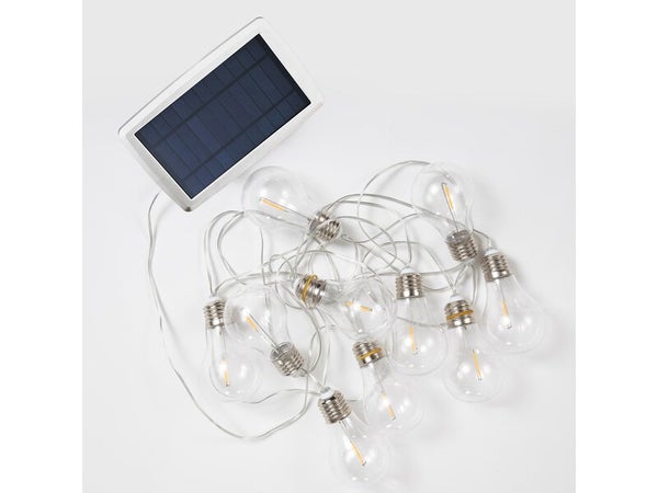 Guirlande solaire et rechargeable 10 ampoules blanc chaud 350 lm Stella 8 m