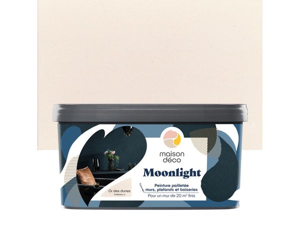 Peinture pailletée à effet Moonlight pour mur / plafonds / boiserie, MAISON DECO, 2 L or dunes