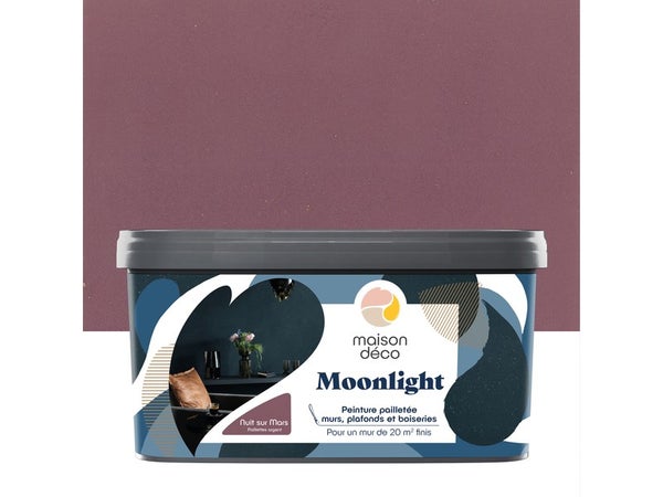 Peinture pailletée à effet Moonlight pour mur / plafonds / boiserie, MAISON DECO, 2 L nuit mars