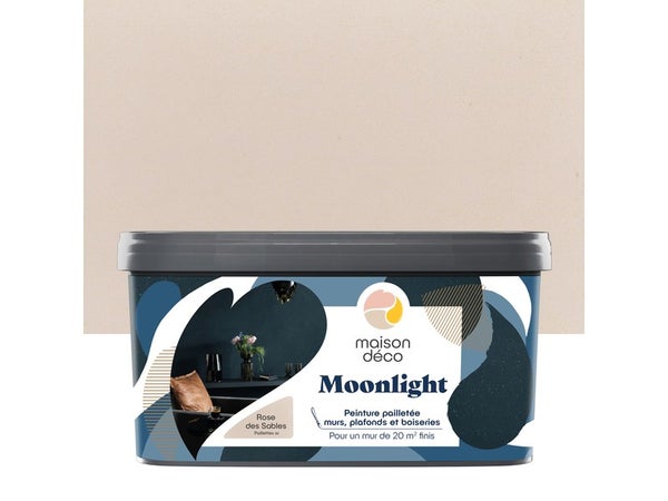 Peinture pailletée à effet Moonlight pour mur / plafonds / boiserie, MAISON DECO, 2 L rose des sables
