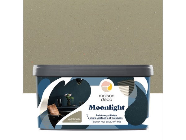Peinture pailletée à effet Moonlight pour mur / plafonds / boiserie, MAISON DECO, 2 L vert odyssée
