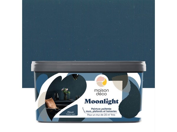 Peinture pailletée à effet Moonlight pour mur / plafonds / boiserie, MAISON DECO, 2 L minuit