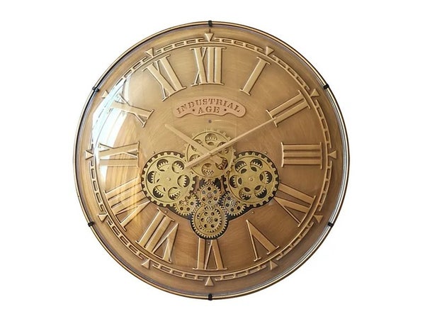 Horloge en métal avec mécanisme, diam.60 cm, doré
