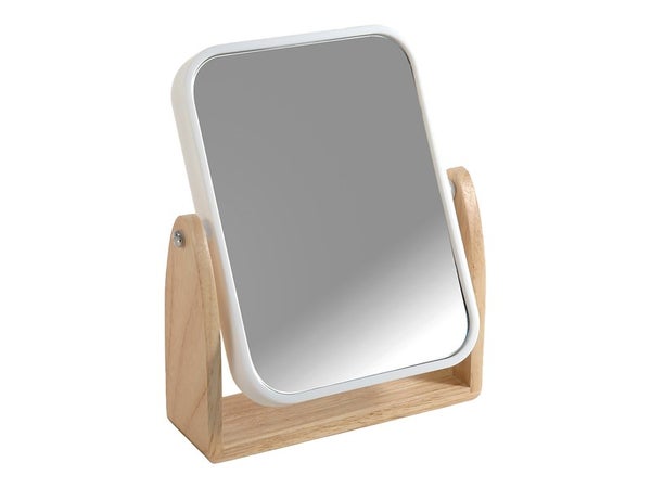 Miroir carré à poser, grossissement x2, H.19.5 x l.15 x P.5 cm, SENSEA Scandi, blanc