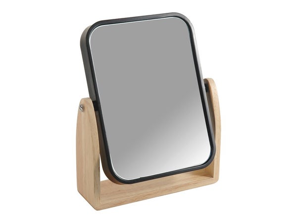 Miroir carré à poser, grossissement x2, H.19.5 x l.15 x P.5 cm, SENSEA Scandi, noir