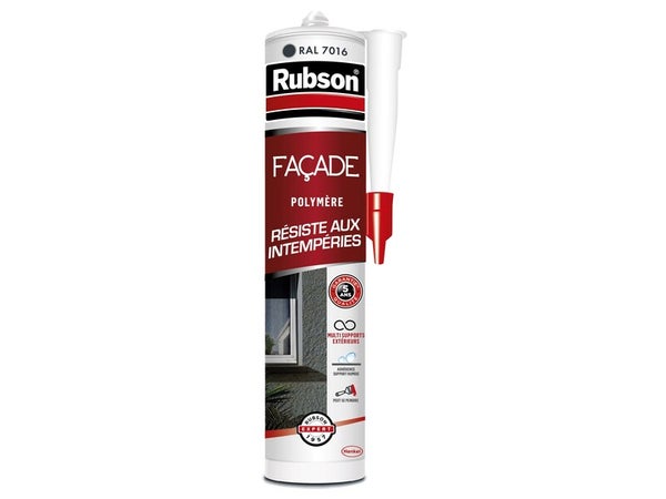 Mastic étanchéité facade polymère hybride Rubson gris foncé 7016 cartouche 280ml