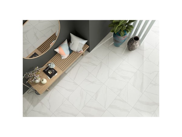 Carrelage sol / mur effet marbre blanc Samos 2 l.33.3 x L.33.3 cm