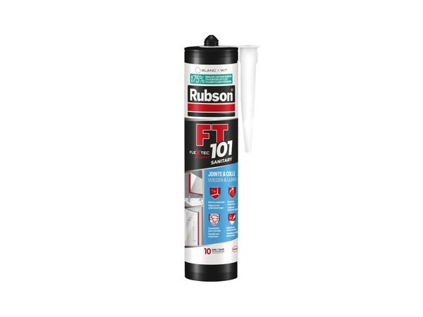 Mastic sanitaire anti moisissure RUBSON Flextec blanc cartouche 280ml