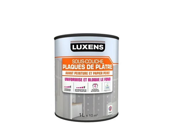Sous-couche plaque de plâtre, LUXENS, blanc, 1 litre