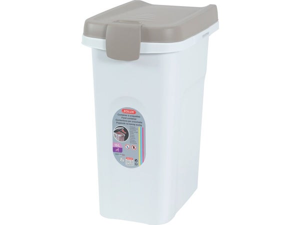 Container croquettes plastique hermetique 15l blanc/taupe