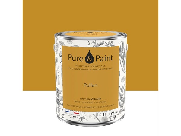 Peinture pollen mur, plafond et boiserie , PURE  PAINT velours 2.5 l