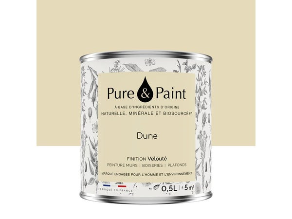 Peinture dune mur, plafond et boiserie , PURE  PAINT velours 0.5 l
