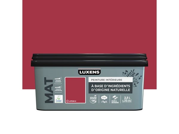 Peinture murs et boiserie LUXENS, mat, rouge Litchi 2, 2,5L