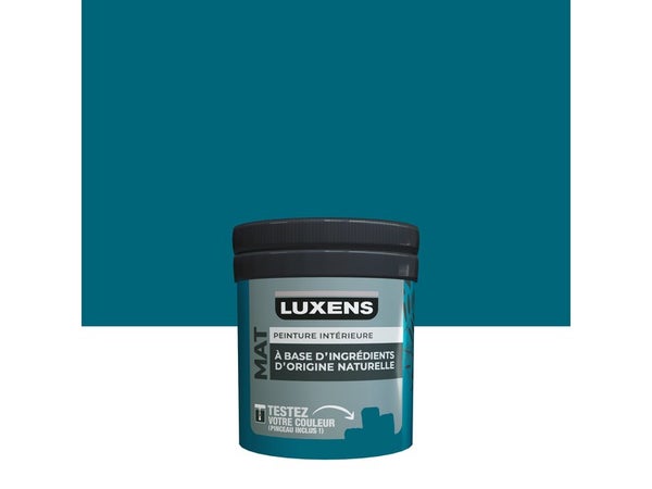 Testeur peinture mat Miami 1 pour mur, LUXENS biosourcée, bleu canard, 0.075 litre