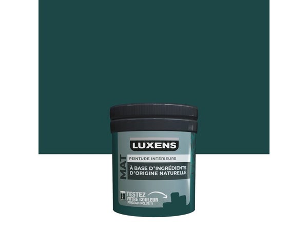 Testeur peinture mat Emerald 0 pour mur, LUXENS biosourcée, vert émeraude, 0.075 litre
