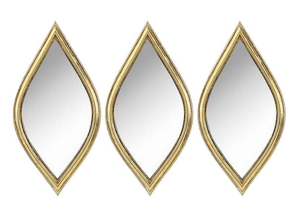 Lot de 3 miroirs losange, l.12 x H.24 cm, doré