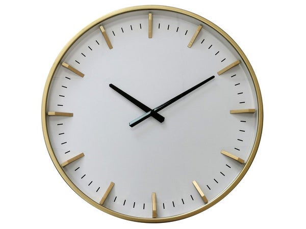 Horloge style moderne, diam. 50 cm, blanc et doré