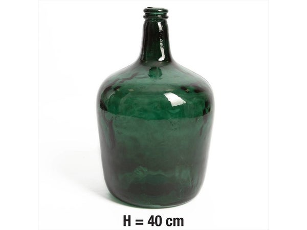 Vase verre recyclée, jeanne, vert, l.24 x H.40 cm