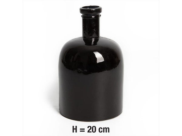 Vase verre recyclée, marta, noir, l.15 x H.20 cm