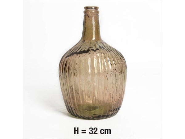 Vase verre recyclée, rayé, sable, l.19 x H.32 cm