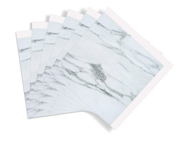 Lot de 6 crédences adhèsives marble, gris, 30.5 cm x 30.5 cm