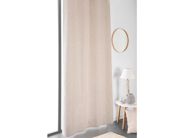 Rideau esprit naturel à galon fronceur - Beige - 135x260 cm - Coton/Lin