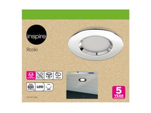 Spot encastre toit exterieur roski led d8,5 600lm chrome ip65 inspire