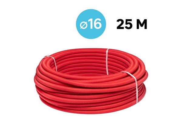 Tube multicouche gaine rouge 16, en couronne de 25 m, EQUATION