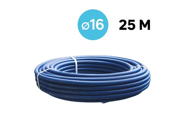 Tube multicouche gaine bleu 16, en couronne de 25 m, EQUATION