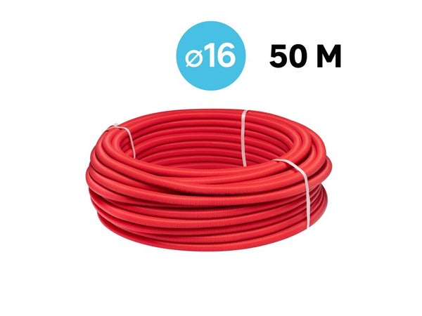 Tube multicouche gaine rouge 16, en couronne de 50 m, EQUATION