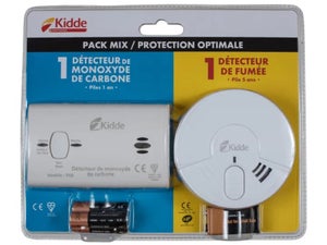 Détecteur de fumee + Détecteur de monoxyde pack kidde