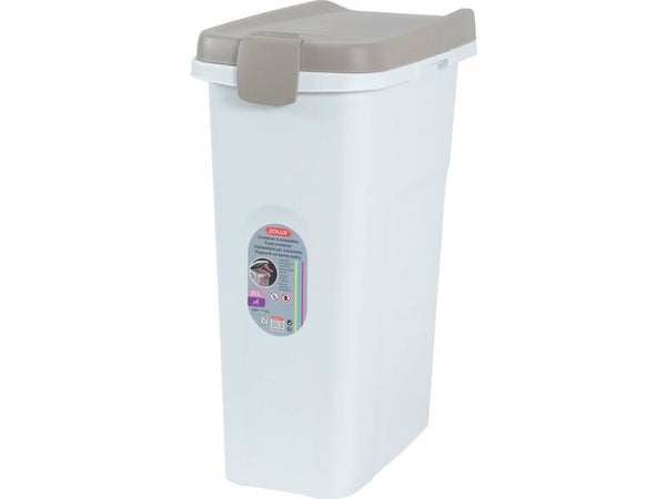 Container croquettes plastique hermetique 25l blanc/taupe