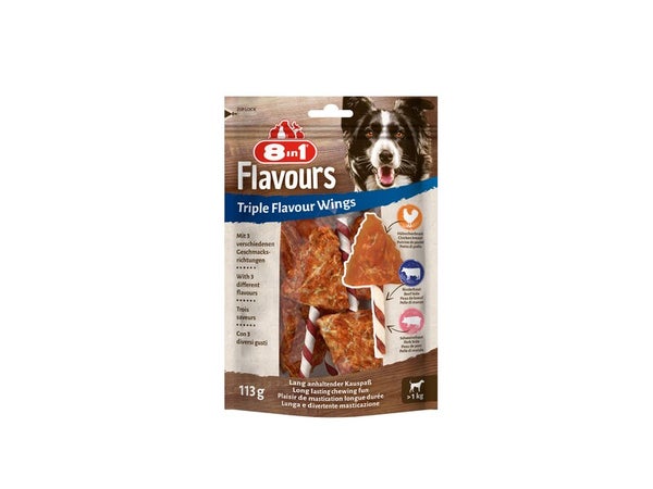 Friandise chien 8in1 triple flavour wings 113g