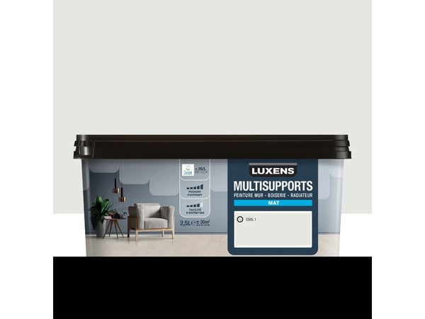 Peinture mat mur, boiserie et radiateur, LUXENS Cool 1, blanc, 2.5 litres