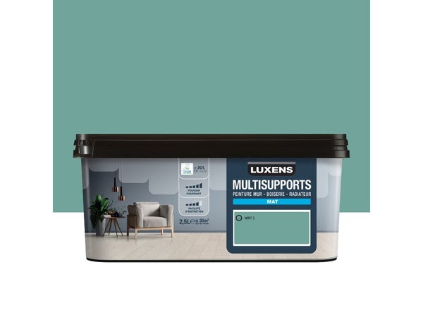Peinture mat mur, boiserie et radiateur, LUXENS  Mint 3, vert, 2.5 litres