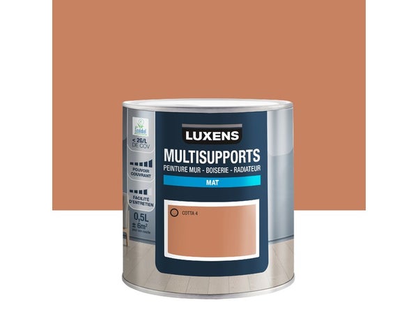 Peinture mat mur, boiserie et radiateur, LUXENS Cotta 4, orange, 0.5 litre