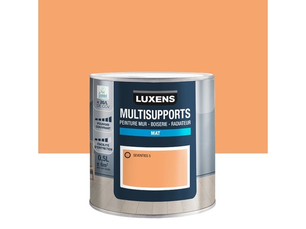 Peinture mat mur, boiserie et radiateur LUXENS Seventies 5, orange, 0.5 litre