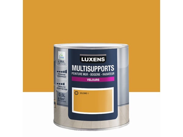 Peinture velours mur, boiserie et radiateur, LUXENS Solemio 1, jaune, 0.5 litre