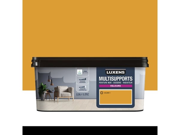 Peinture velours mur, boiserie et radiateur, LUXENS Solemio 1, jaune, 2.5 litres