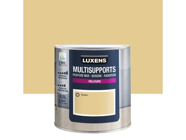 Peinture velours mur, boiserie et radiateur, LUXENS Pecan 5, beige, 0.5 litre