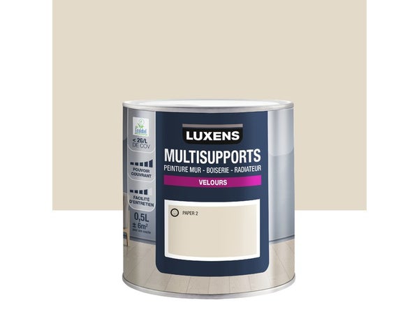 Peinture velours mur, boiserie et radiateur, LUXENS Paper 2, blanc, 0.5 litre